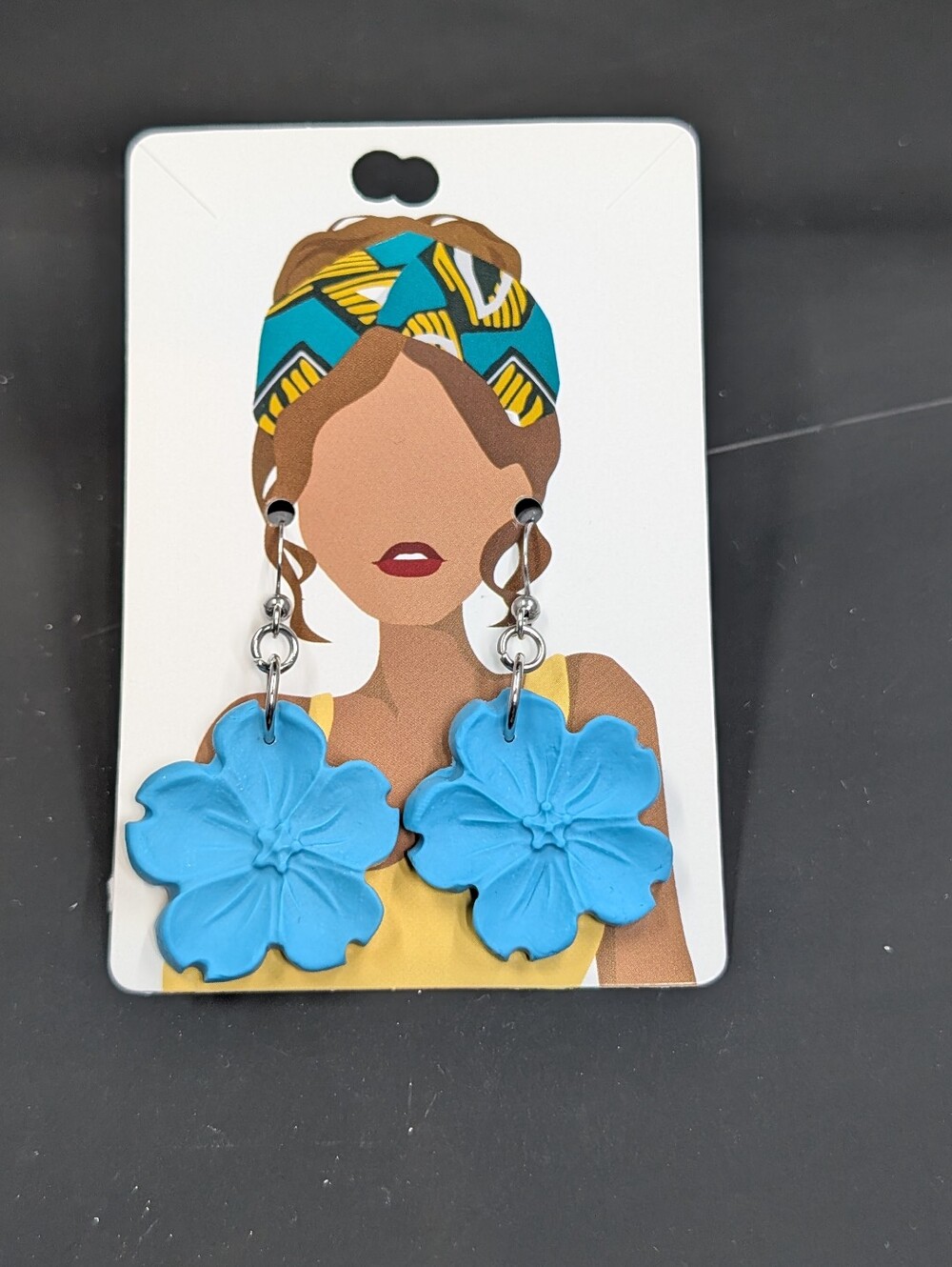 Blue Floral Dangle Earrings - Women's Accessories